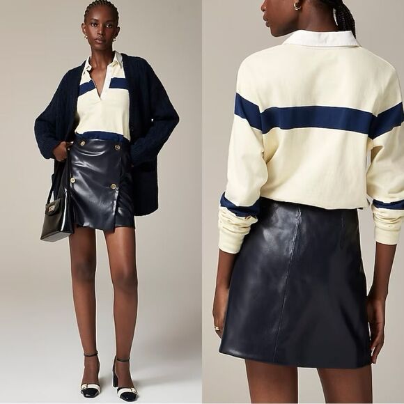 J. Crew Dresses & Skirts - NWT J CREW Mini wrap skirt in faux patent leather in dark navy